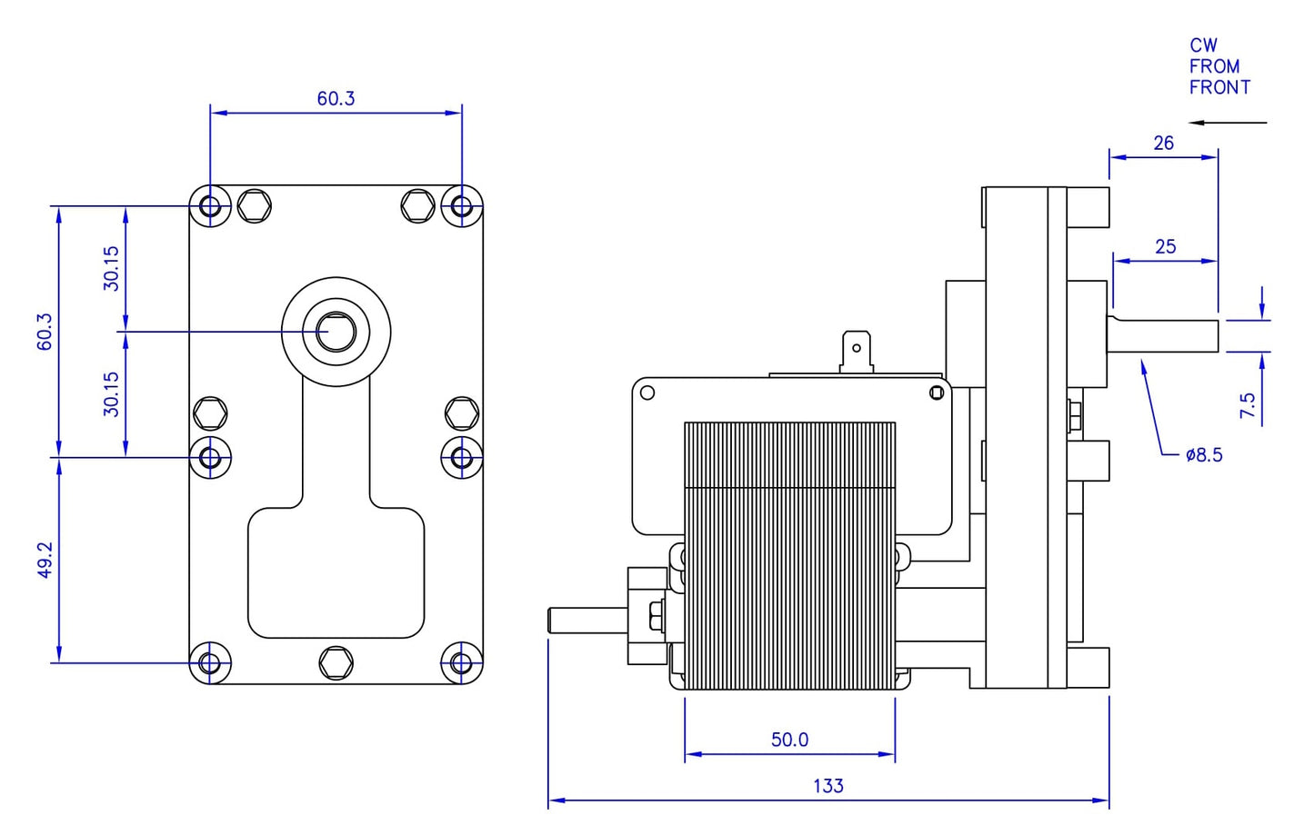 GEAR MOTOR FOR PELLET STOVE, 11 RPM, FB1224
