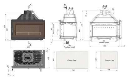 CORNER 11,5 kW, Fireplace insert in cast iron