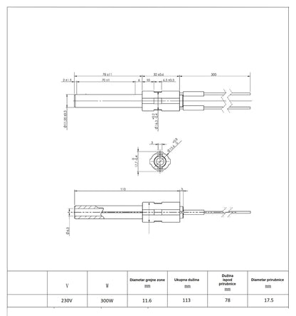 CERAMIC IGNITER, 300W Code: HF1302A01-B