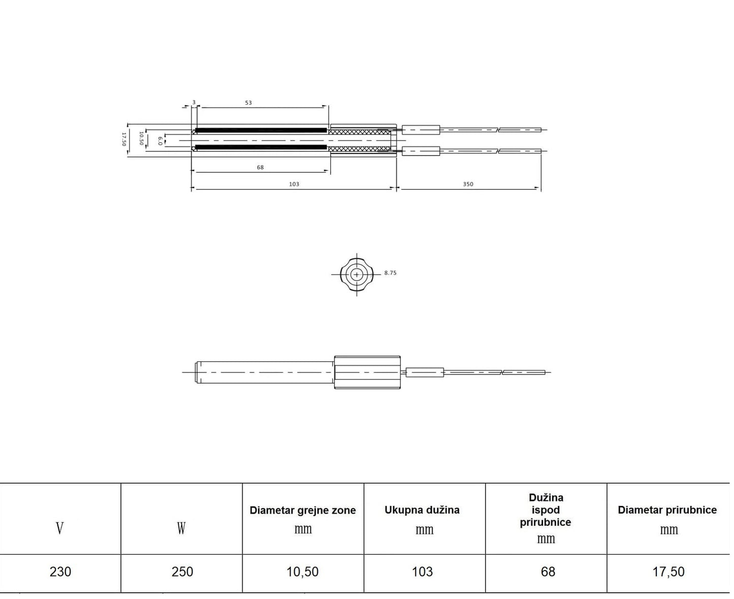 CERAMIC IGNITER, 250W Code: HF1310A01-B
