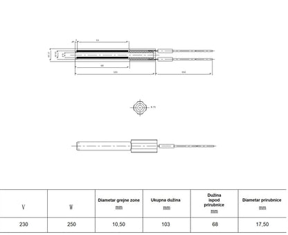 CERAMIC IGNITER, 250W Code: HF1310A01-B