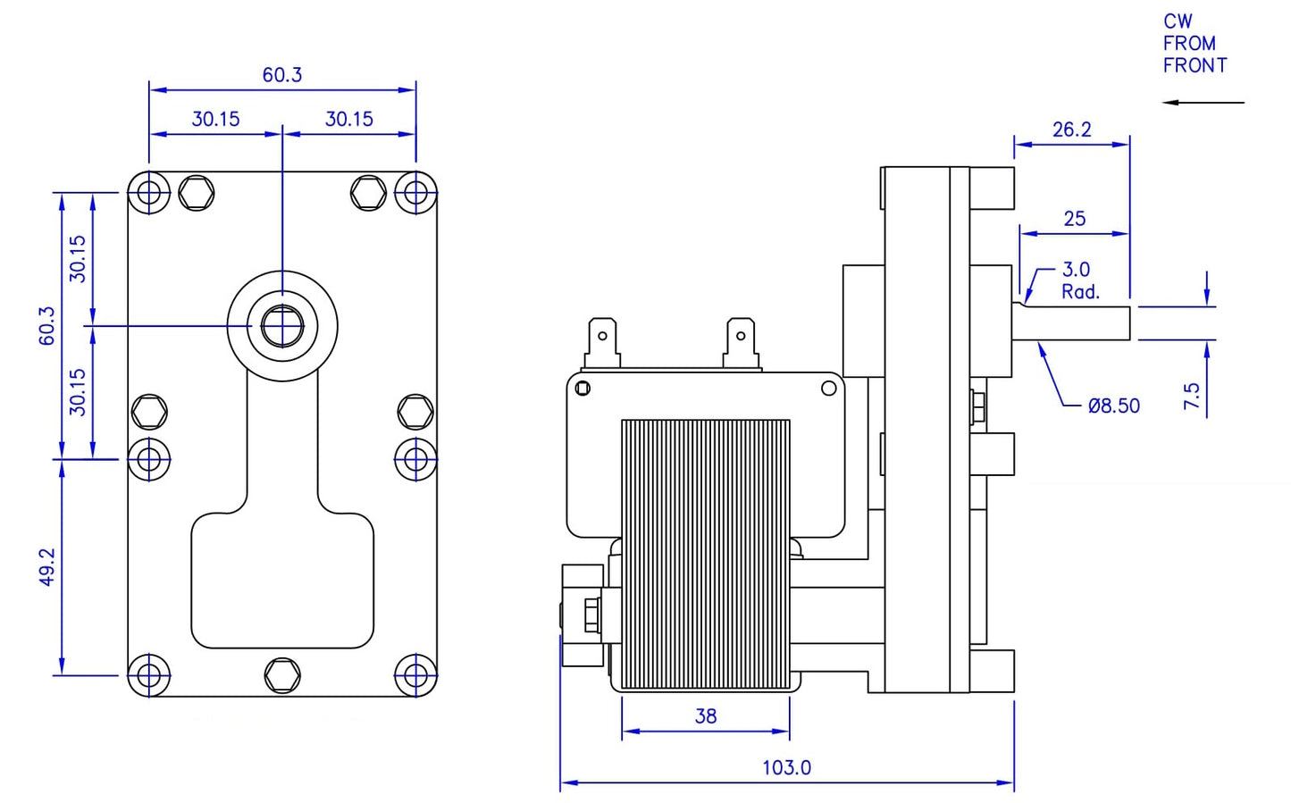 GEAR MOTOR FOR PELLET STOVE, 4,75 RPM,  FB1137