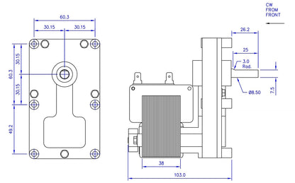 GEAR MOTOR FOR PELLET STOVE, 4,75 RPM,  FB1137