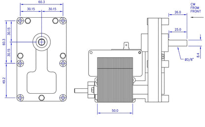 GEAR MOTOR FOR PELLET STOVE, 8 RPM, FB1223