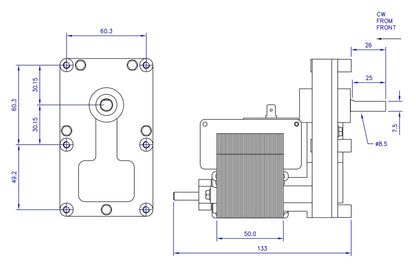 GEAR MOTOR FOR PELLET STOVE, 11 RPM, FB1224