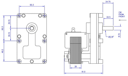 GEAR MOTOR FOR PELLET STOVE, 2 RPM, FB1397