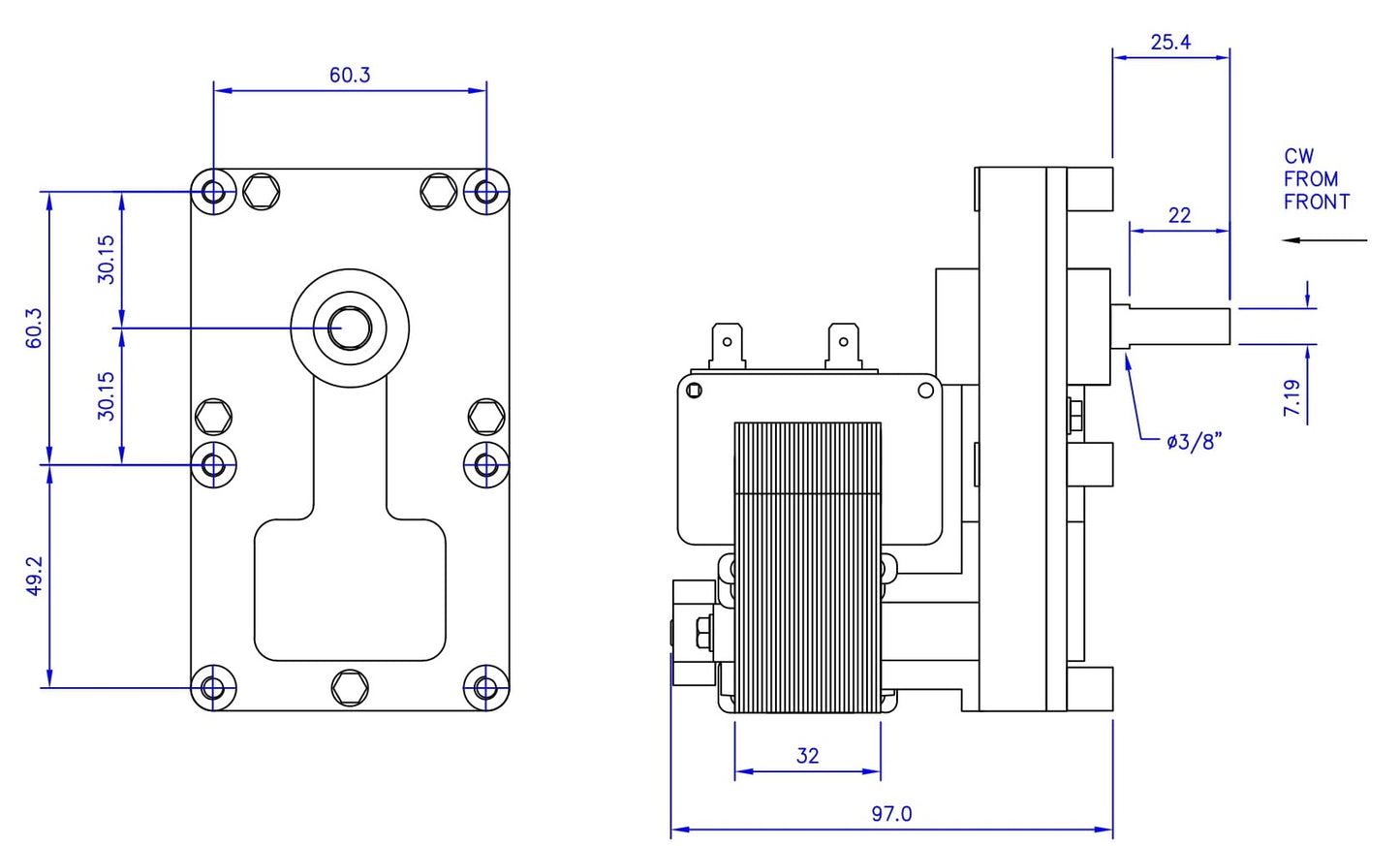 GEAR MOTOR FOR PELLET STOVE, 3 RPM, FB1407