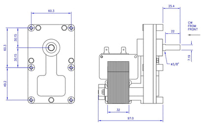 GEAR MOTOR FOR PELLET STOVE, 3 RPM, FB1407
